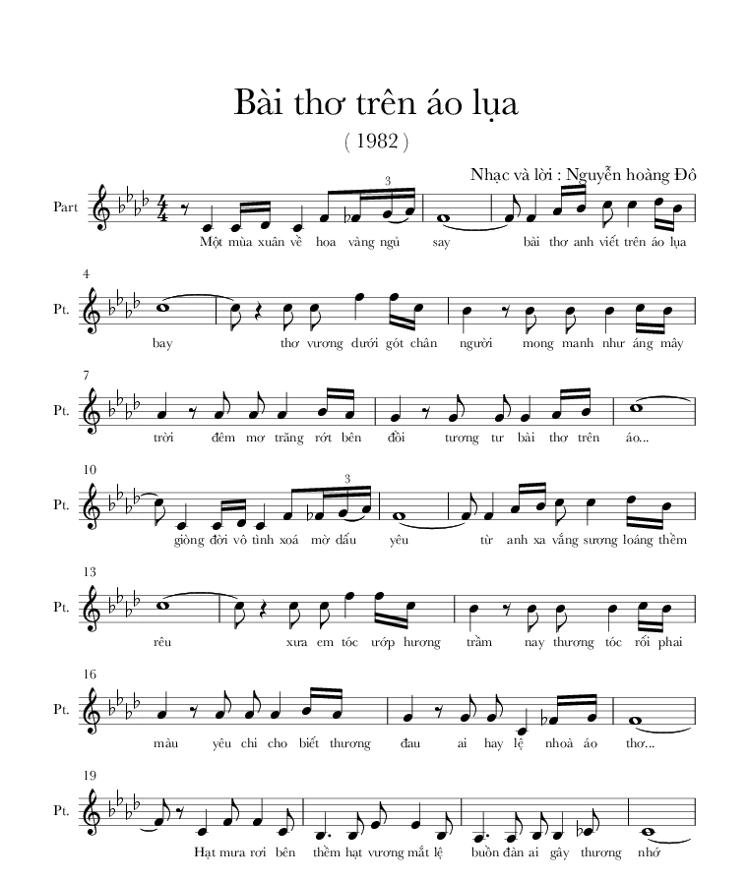 Sheet nhạc Bài Thơ Trên Áo Lụa